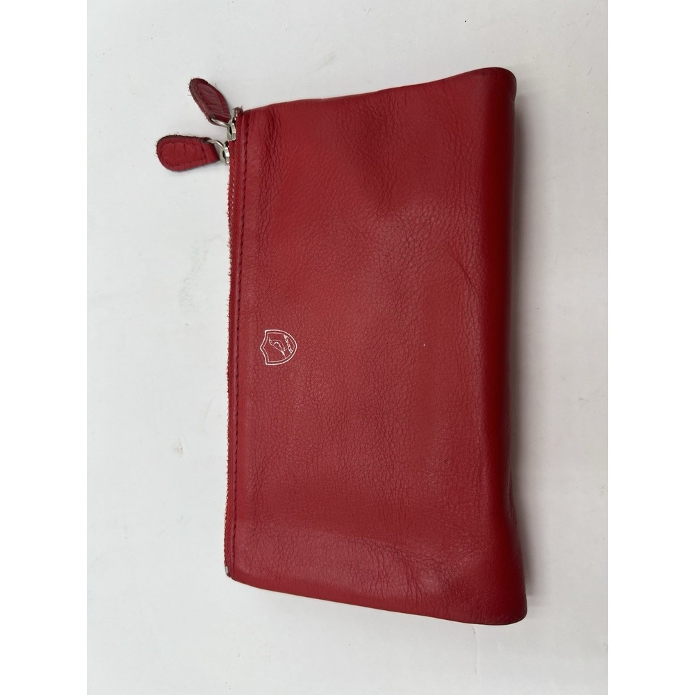 COCHOA Red Nappa Leather Double Zip Organizer Wallet Women's Genuine Leather